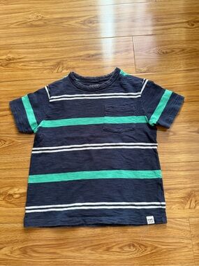 Preloved Boys 3T Gap Kids Navy & Teal Stripe Pocket Tee